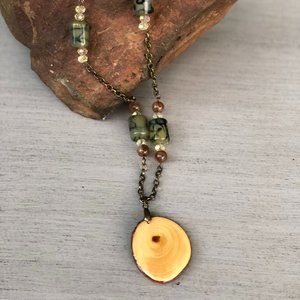 Natural Juniper Wood Pendant Necklace
